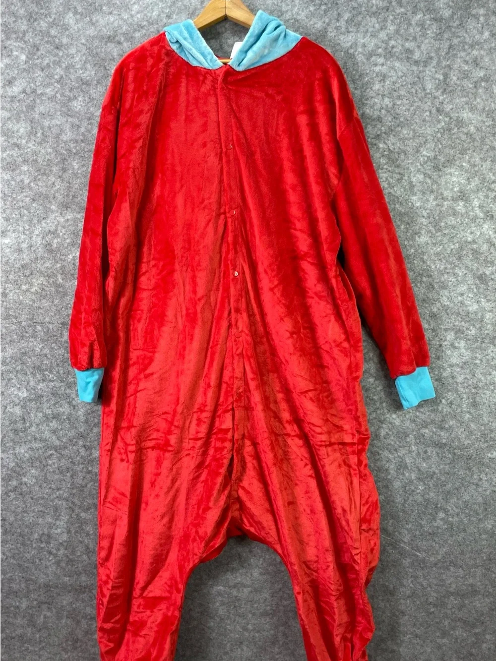 Dr Seuss Thing 1 Thing 2 Hooded Plush Adult Costume Jumpsuit Once Size Spirit - Picture 2 of 14